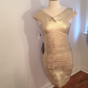Bebe gold holiday dress